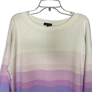 Talbots sweater stripes purple blue ombré rayon cotton lightweight  medium